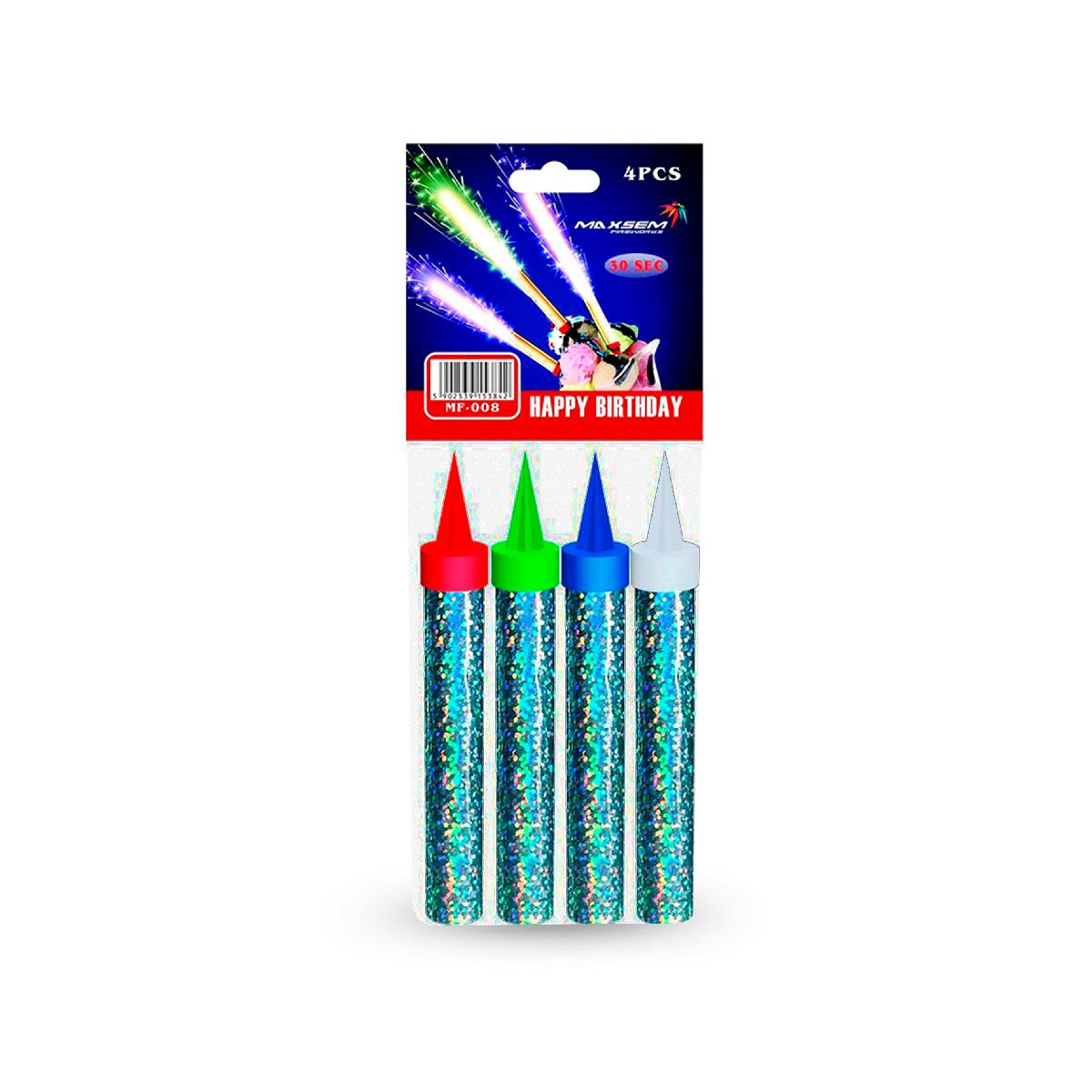 Фонтан-фейерверк для торта 10см 30сек цветные искры MF-008 (4/480)
