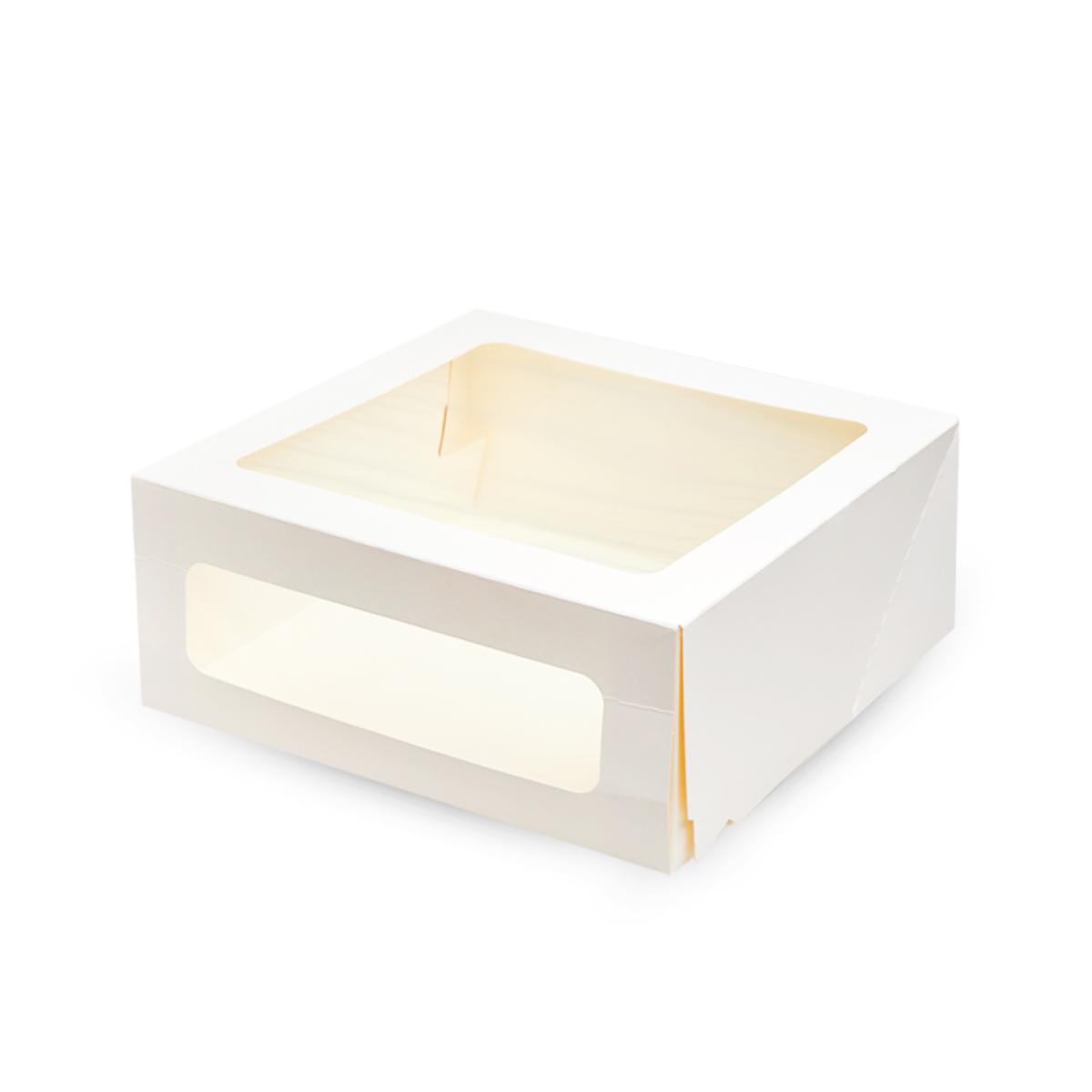 Коробка картонная для торта с окном ForGenika CAKE II WW белая 180*180*100 (15/135)