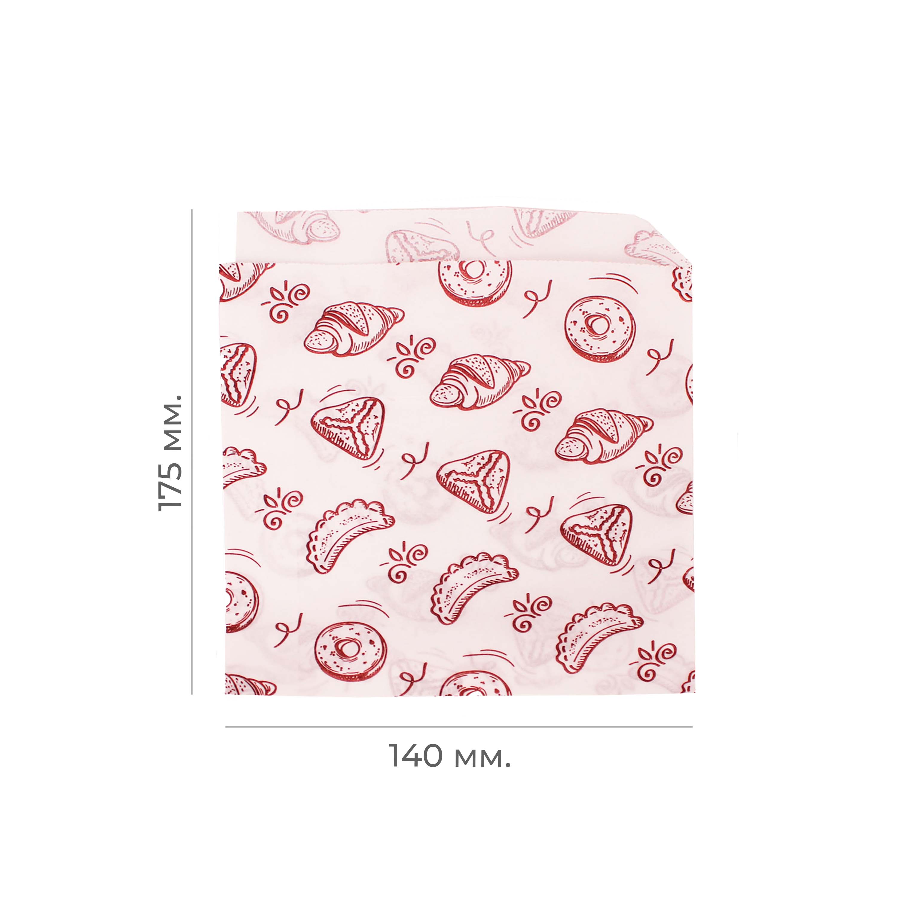 Уголок бумажный жиростойкий с рисунком "выпечка" 175*140мм белый (100/3500)