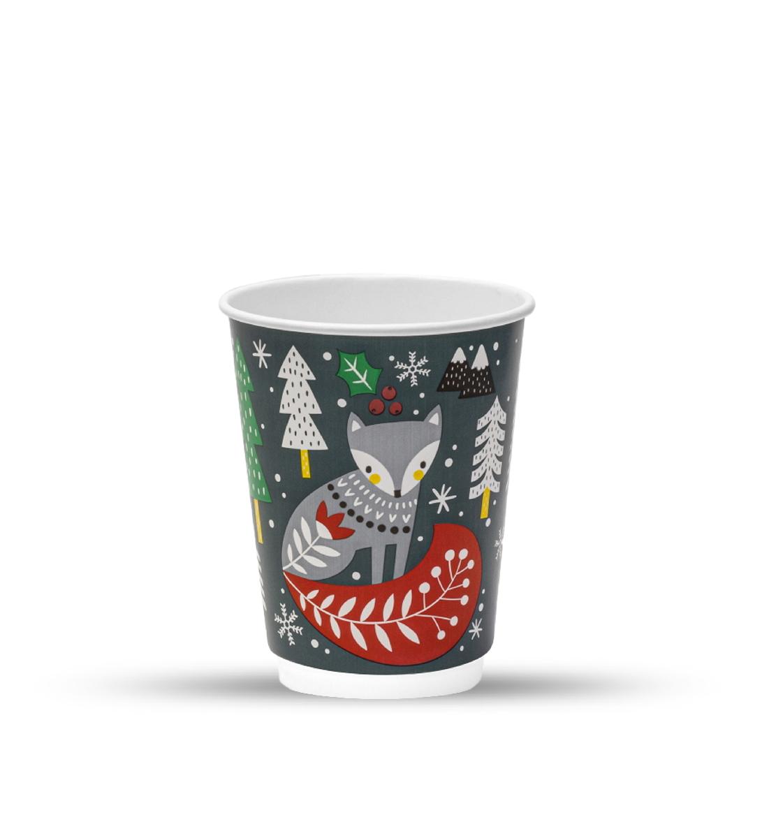 Стакан картонный 2-сл. 300мл Зимняя сказка Е d=90 (20/400)