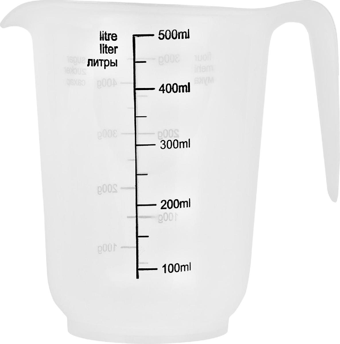Стакан мерный 0.5л прозрачный пластик 125×95×120мм Plast Team