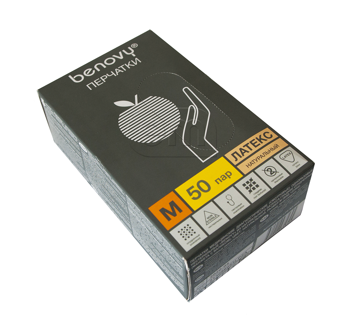 Перчатки латексные неопудренные хлорированные размер M 100шт В107К3 Benovy (10)
