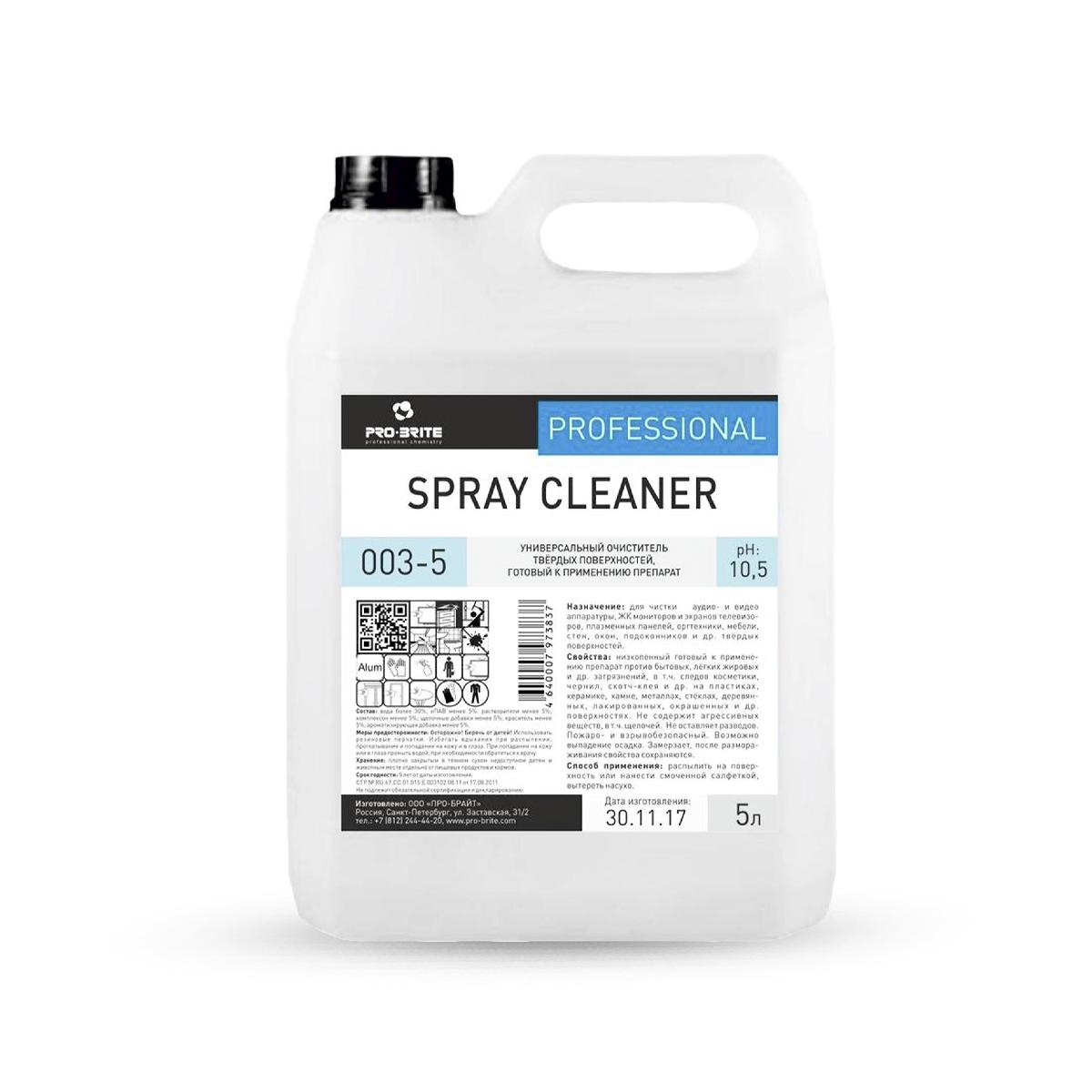 Универсальный очиститель твёрдых поверхностей Pro-brite Spray Cleaner 5л 003-5 (4) 