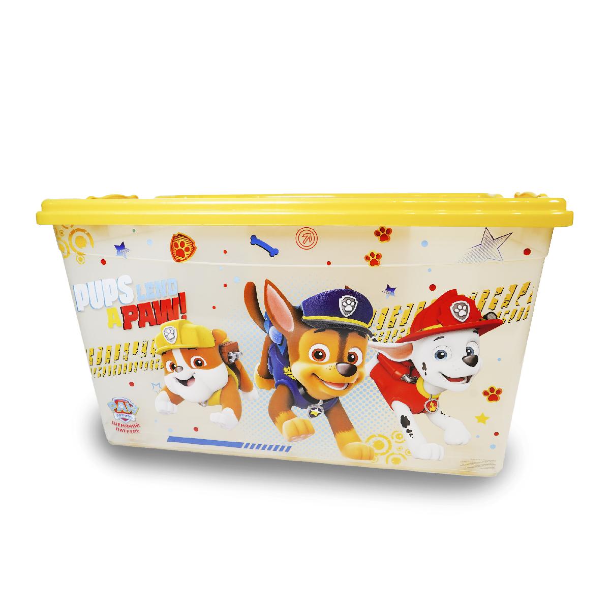 Ящик 50л С КРЫШКОЙ НА ЗАЩЕЛКАХ детский "Щенячий патруль"