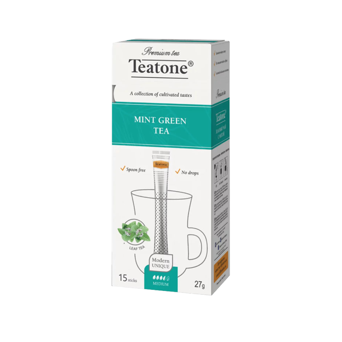Чай teatone в стиках 15ст*1,8г. зелёный с мятой арт.738 (12)
