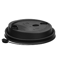 Крышка пластиковая d=90 с закрыв носиком матовая черная PP (50/1000)