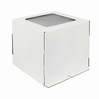 Коробка картонная для торта с окном белая 300*300*300 (25)