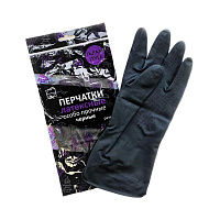 Перчатки резиновые хоз. с напылением Japan Style черные М (120)