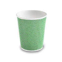 Стакан картонный 3-сл. 300мл гофрированный зеленый (25/500)