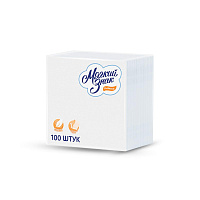 Салфетки бумажные 1-слойные 24×24см 100шт белые "Мягкий знак" (40)