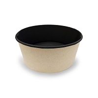 Контейнер картонный круглый Round Bowl 750мл BW крафт/черный без крышки d128/150*h60 OSQ (45/270)