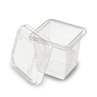 Контейнер квадрат без крышки "ПР-СТУ-80х75" 220мл прозрачный ПЭТ (360)