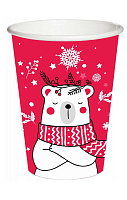 Стакан картонный 300мл Мишка красный d=90 (50/800)