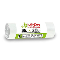 Мешки для мусора в рулоне ПНД 35л 9мк 20шт 50*60см белые Mitra (50)