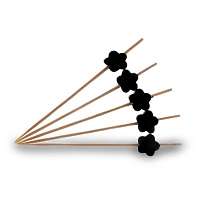 Пика деревянная для канапе "Клевер черный" 9см