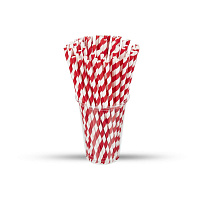 Трубочки бумажные 200*6мм "леденец" бело-красные 200шт(25)