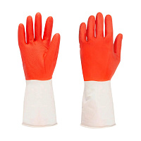 Перчатки резиновые "Bicolor" красный-белый размер S 70гр (144)