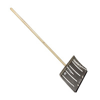 Лопата снегоуборочная алюминиевая, 50х33см, высота 130см, усиленнная, деревянный черенок