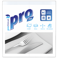 Салфетки бумажные 2-слойные 33×33 1/8 100шт белые Protissue C233 (24)