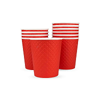 Стакан картонный 2-сл. 300мл waffle красный d=90 (25/500)
