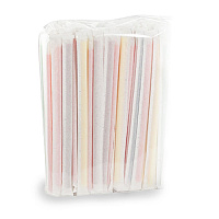 Трубочки без изгиба в индивидуальной упаковке d5мм L210мм цветные 250шт (20)