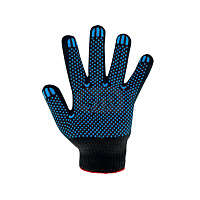 Перчатки х/б черные 4 нити с ПВХ точками (10/400)