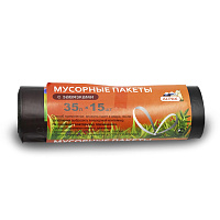 Мешки для мусора 35л 15шт с завязками черные "Альпак" (30)