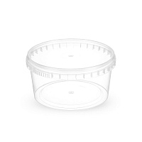 Контейнер круглый d122мм 385мл с крышкой и контролем вскрытия прозрачный PP Петрополимер КБ1667(396)