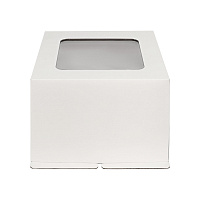 Коробка картонная для торта с резным окном белая 250*250*240 (25)