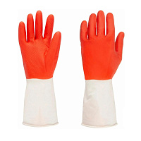 Перчатки резиновые "Bicolor" красный-белый размер L 70гр (144)