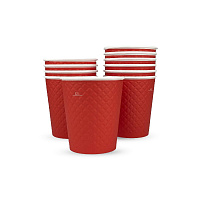 Стакан картонный 2-сл. 250мл "Waffle Red" красный  d=80 (25/500)