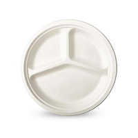 Тарелка из сахарного тростника 3-х секционная  225*20мм P104 XYP093 (50/1000)