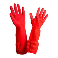 Перчатки резиновые латексные с напылением с длинной манжетой 25см красные M КП (120)