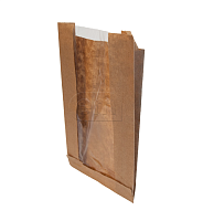 Крафт-пакет V-образный с окном 140×50×250мм (100/1200)