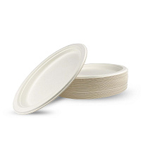 Тарелка овальная из сахарного тростника 263*199*20мм P020-Р201 (50/500)