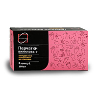 Перчатки виниловые одноразовые прозрачные 100шт размер L Континентпак (10)