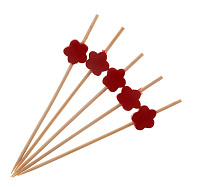 Пика деревянная для канапе "Клевер красный" 9см ECO (100)