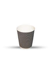 Стакан картонный 3-сл. 240мл гофрированный черный (25/500)