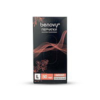 Перчатки виниловые одноразовые прозрачные  размер L 100шт Benovy (10)