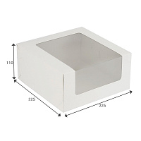 Коробка картонная для торта с окном белая 225*225*110 (50)