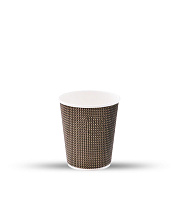 Стакан картонный 3-сл. 240мл гофрированный коричневый (25/500)