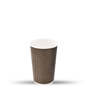 Стакан картонный 3-сл. 400мл гофрированный коричневый (25/500)