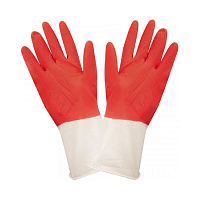 Перчатки резиновые "Bicolor" красный-белый размер M 70гр (144)