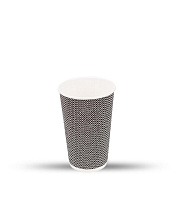 Стакан картонный 3-сл. 400мл гофрированный черный (25/500)