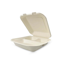 Ланч-бокс 3-х секц. из сахарного тростника 219*202*47/78мм B031,В105 (50/200)