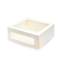 Коробка картонная для торта с окном ForGenika CAKE II WW белая 180*180*100 (15/135)