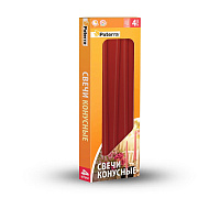 Свеча коническая 4шт в картонной упаковке бордовая (1)