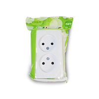 Розетка двойная б/з закрытый корпус керамика белый (12шт/144шт)