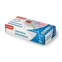 Перчатки виниловые одноразовые прозрачные  размер L 100шт PACLAN (10)