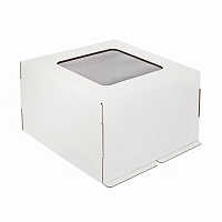 Коробка картонная для торта с квадратным окном белая 300*300*250 (25)
